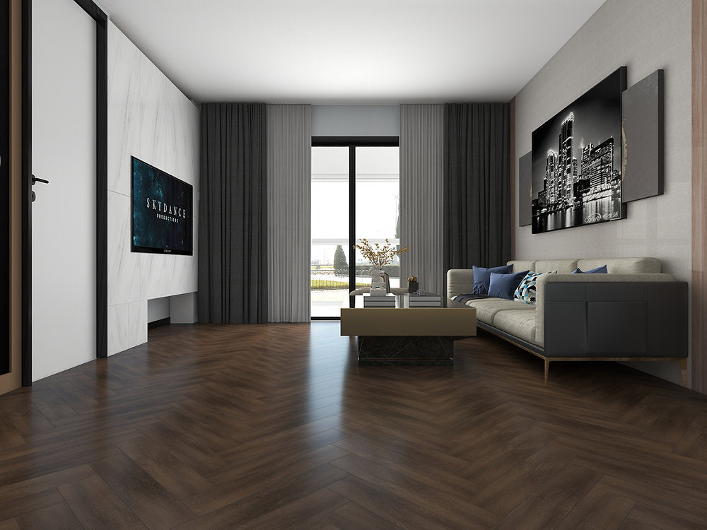 Bronze Timber 6.5MM - 20MIL | vinyl flooring | Herringbone Wood Grain Series, Vinyl Plank | EUROLUX